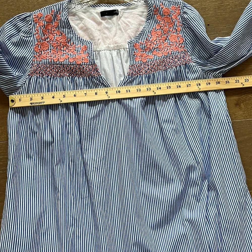 J Crew Embroidered Striped Dress size medium